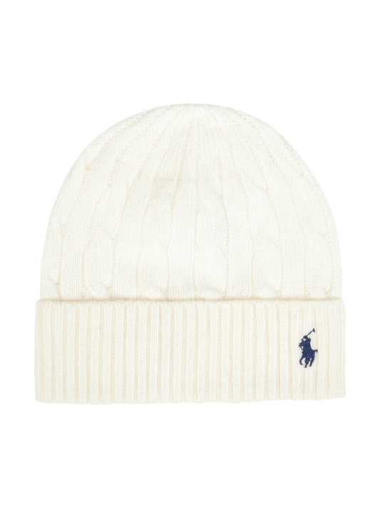Cream cable-knit wool and cashmere beanie