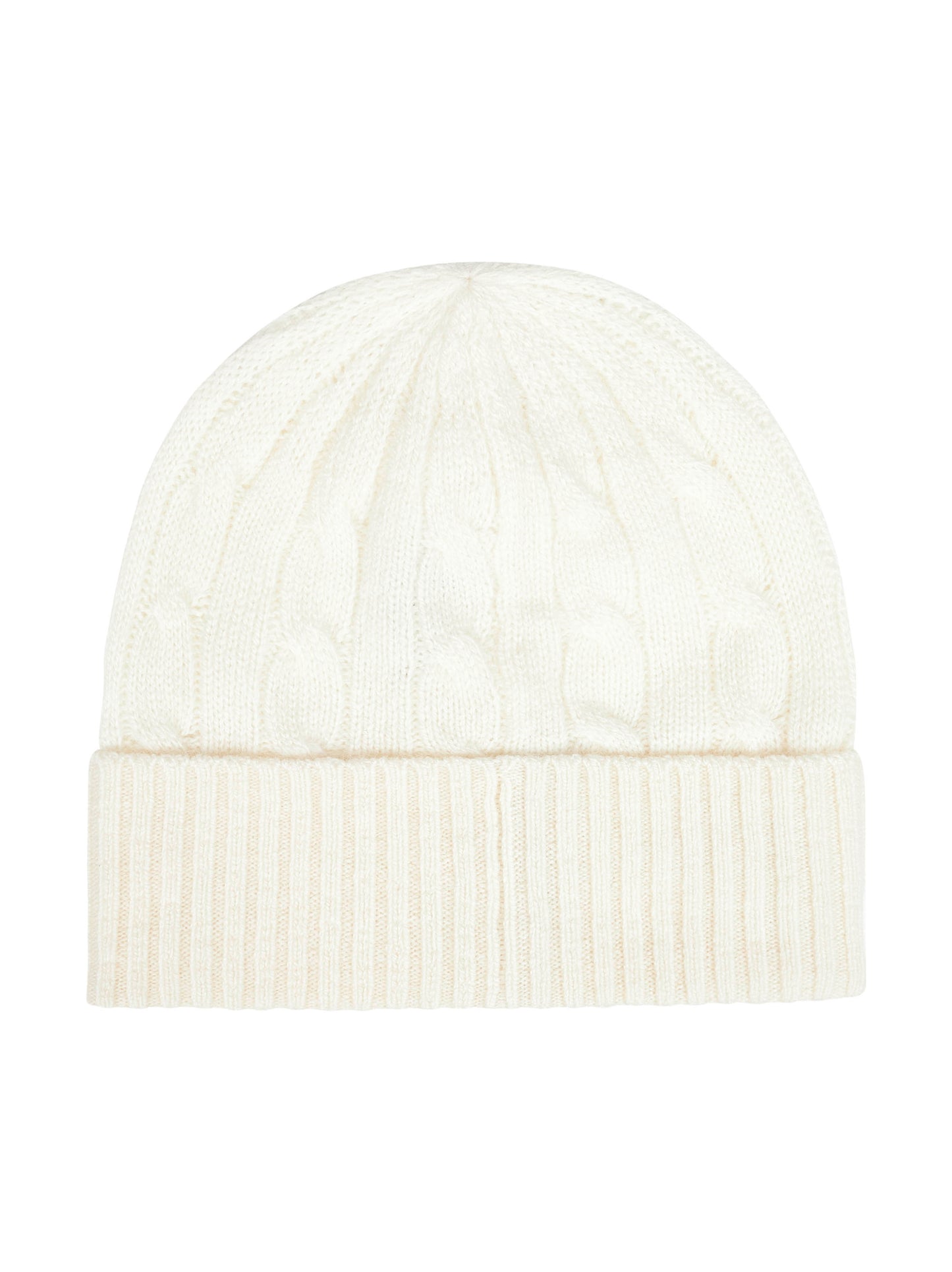 Cream cable-knit wool and cashmere beanie