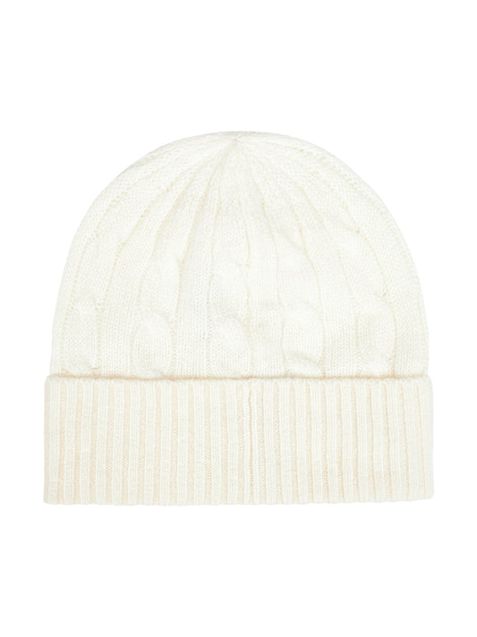 Cream cable-knit wool and cashmere beanie