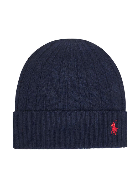 Blue cable-knit wool and cashmere beanie