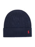 Blue cable-knit wool and cashmere beanie