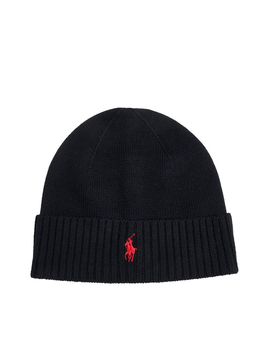 Black hat with red logo