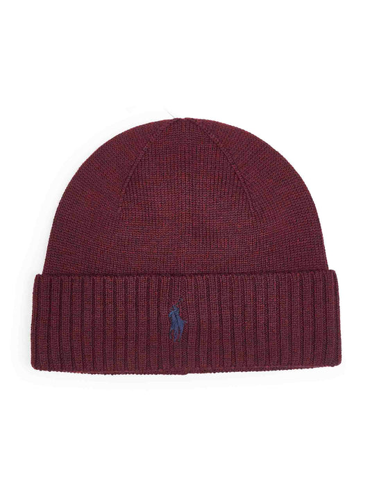 Burgundy wool Pony beanie