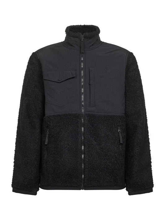 Black fleece and nylon ripstop jacket