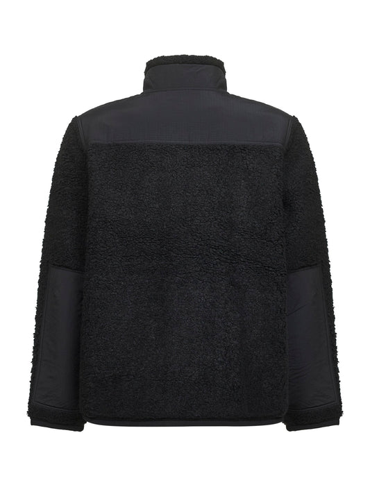 Black fleece and nylon ripstop jacket