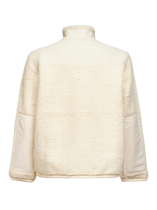Ivory nylon and fleece Pony embroidered anorak