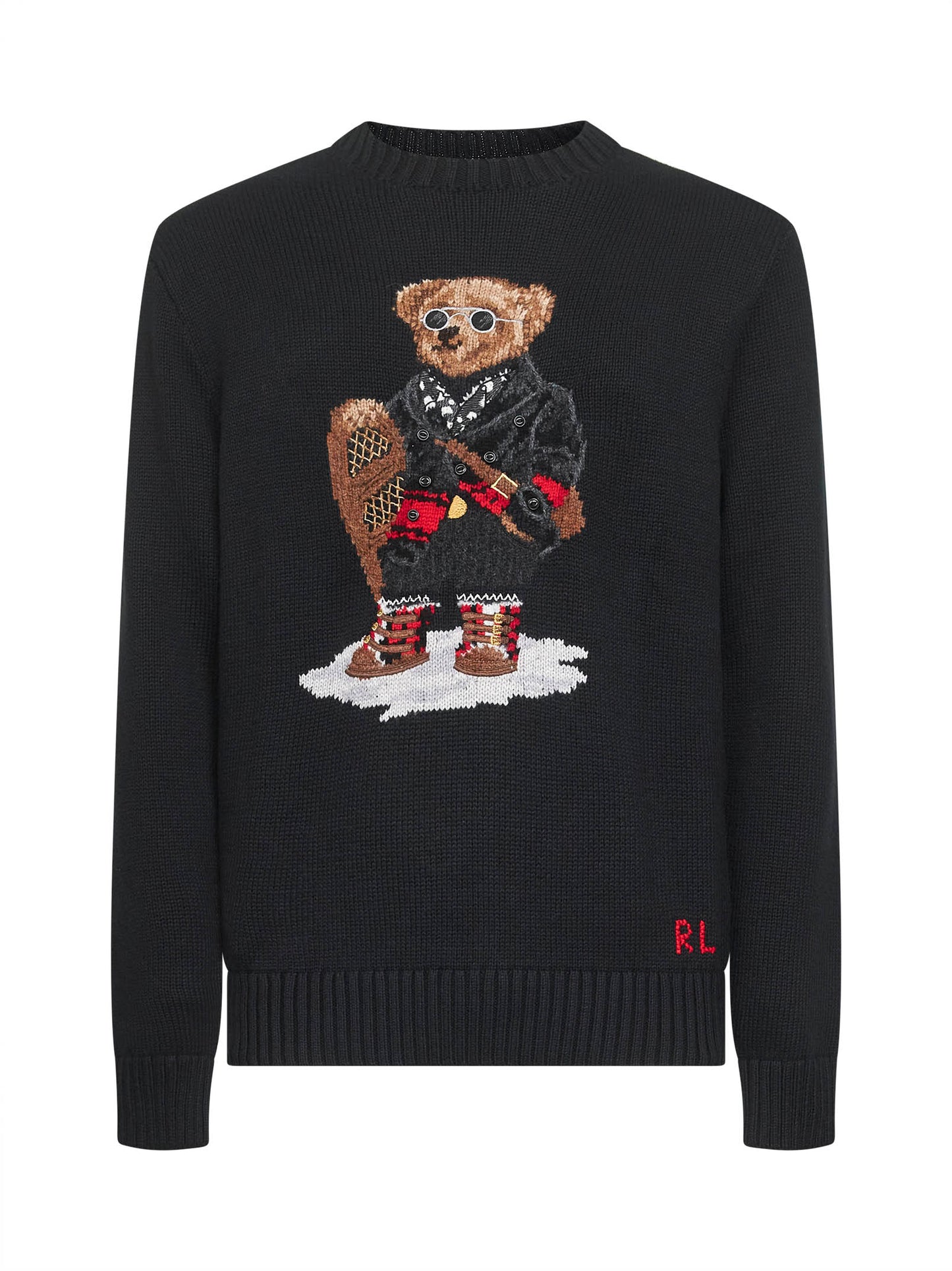 Black cotton and cashmere Polo Bear sweater