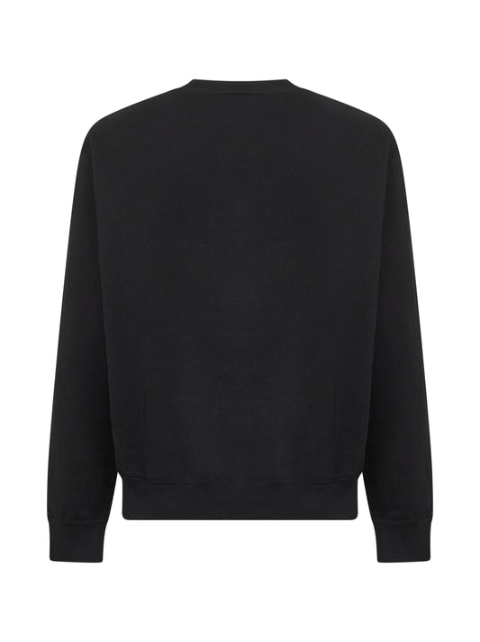 Black cotton blend embroidered crewneck sweatshirt
