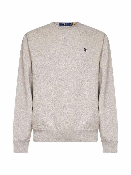 Grey cotton blend embroidered crewneck sweatshirt