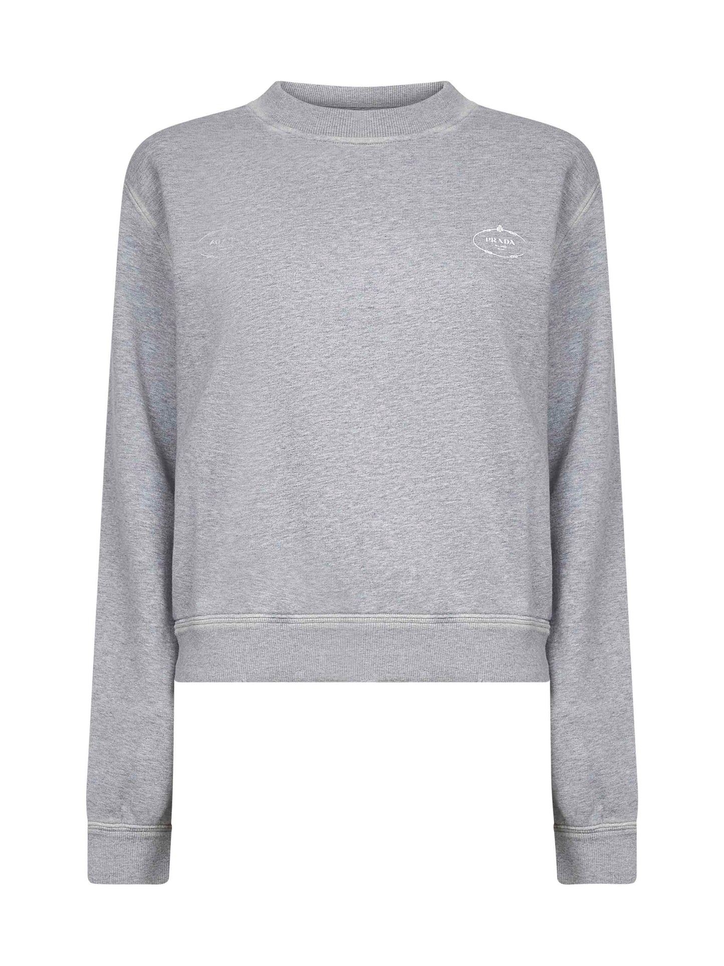 Felpa girocollo in cotone grigio con logo