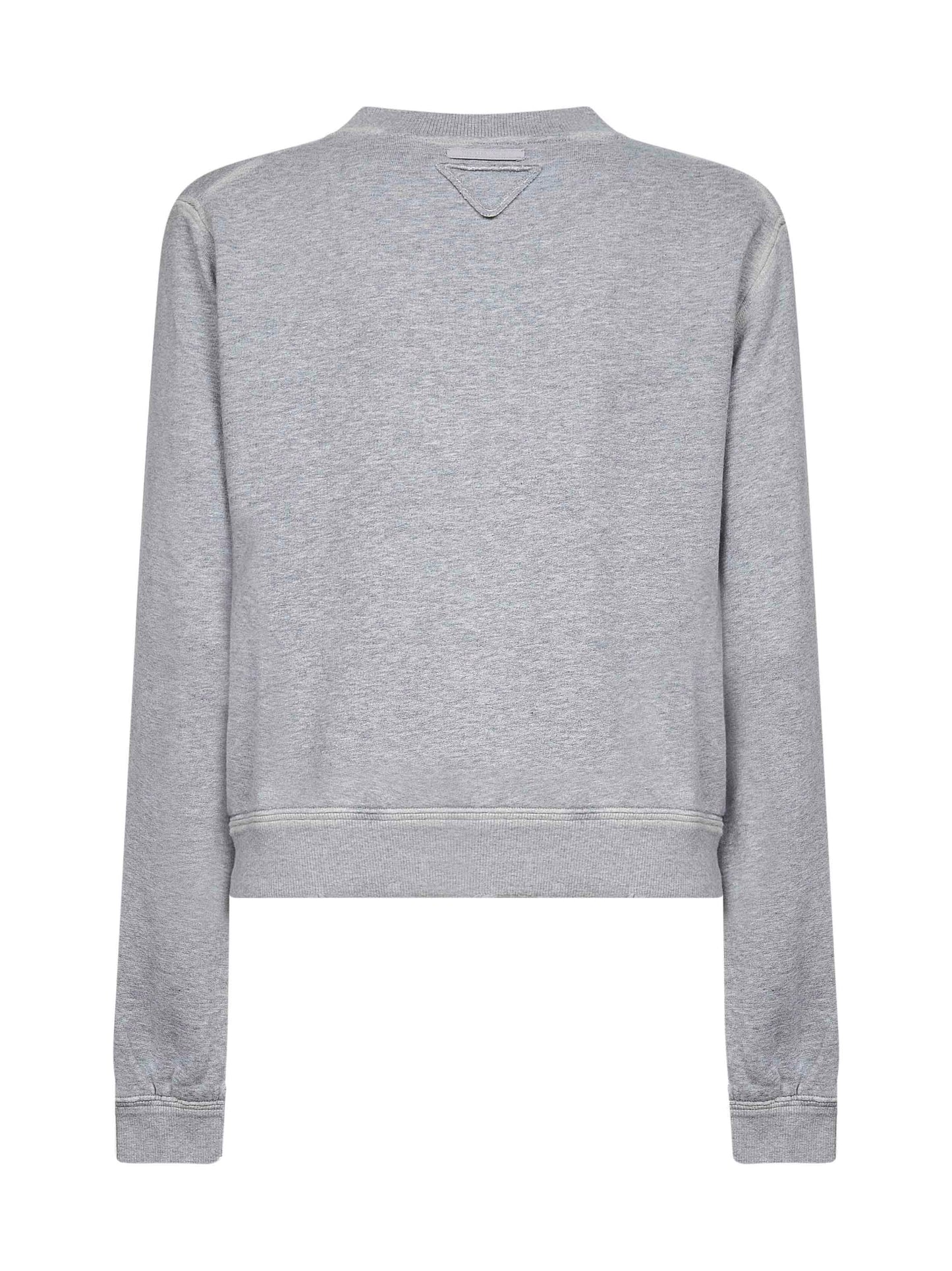 Felpa girocollo in cotone grigio con logo