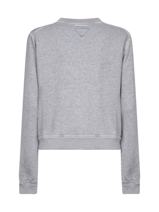 Felpa girocollo in cotone grigio con logo