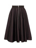 Gonna midi a ruota in Re-Nylon marrone