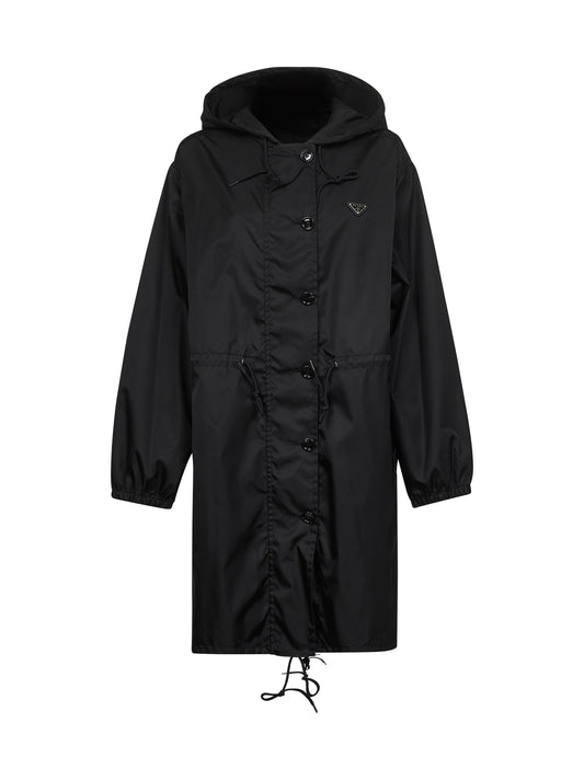 Black Re-Nylon hooded parka