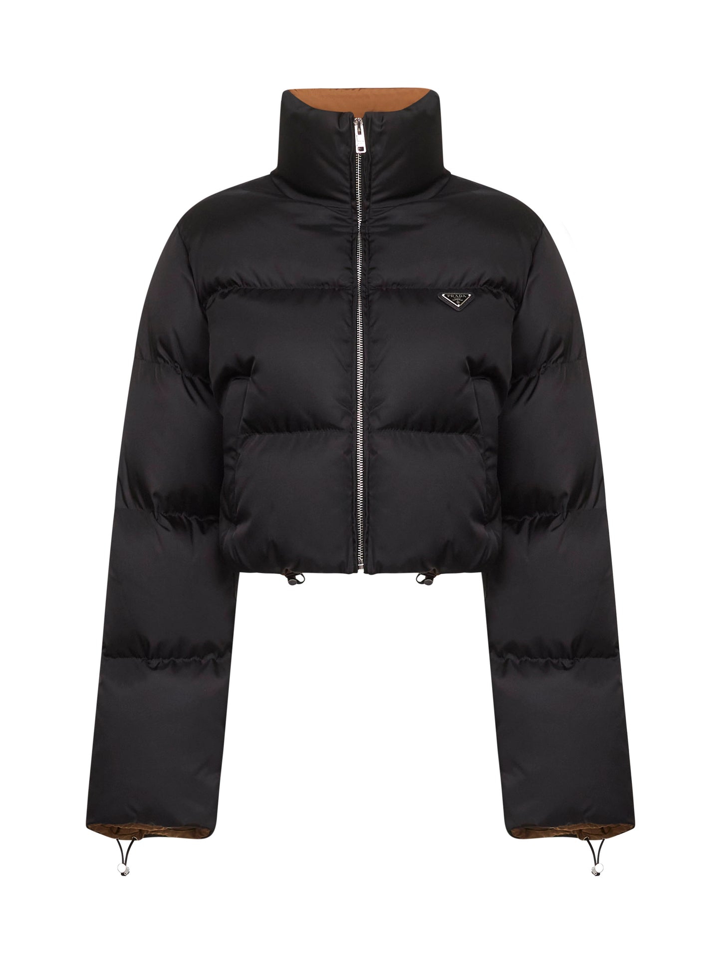 Black Re-Nylon cropped down jacket