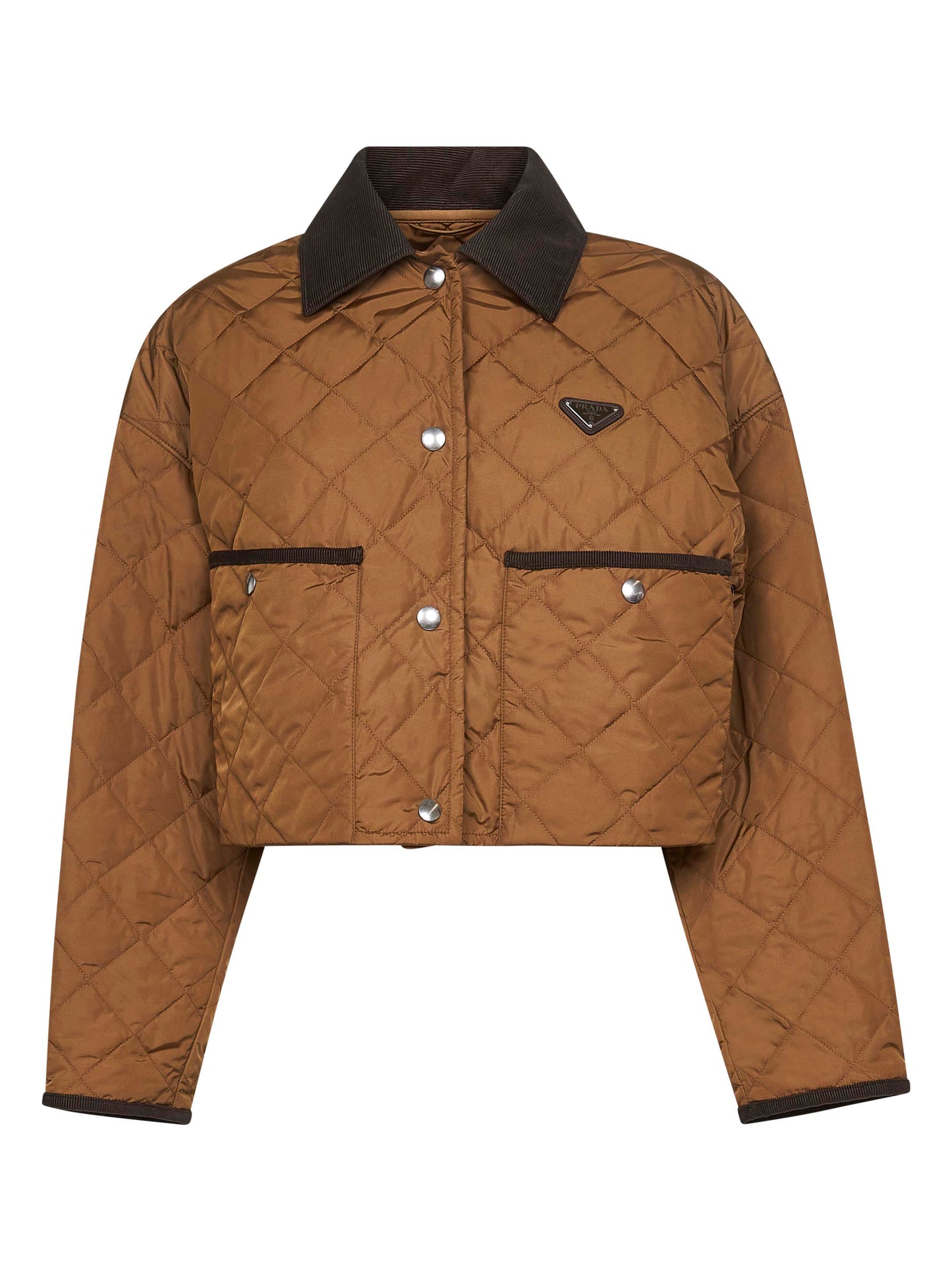 Giubbotto crop in Re-Nylon leggero marrone