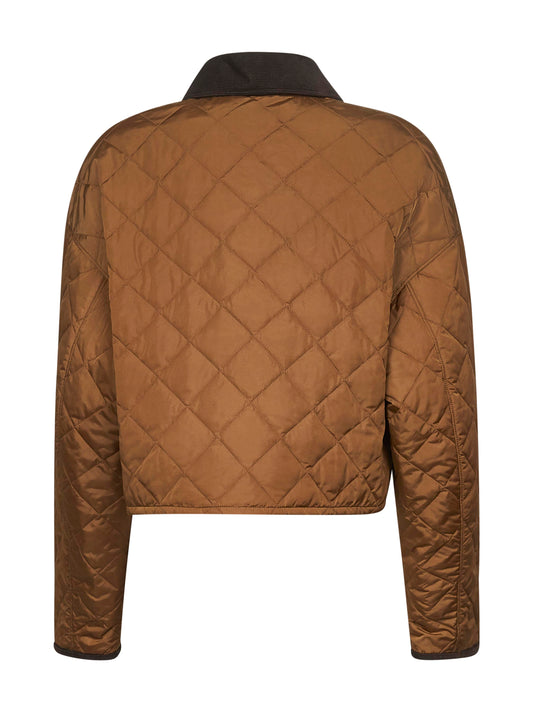 Giubbotto crop in Re-Nylon leggero marrone