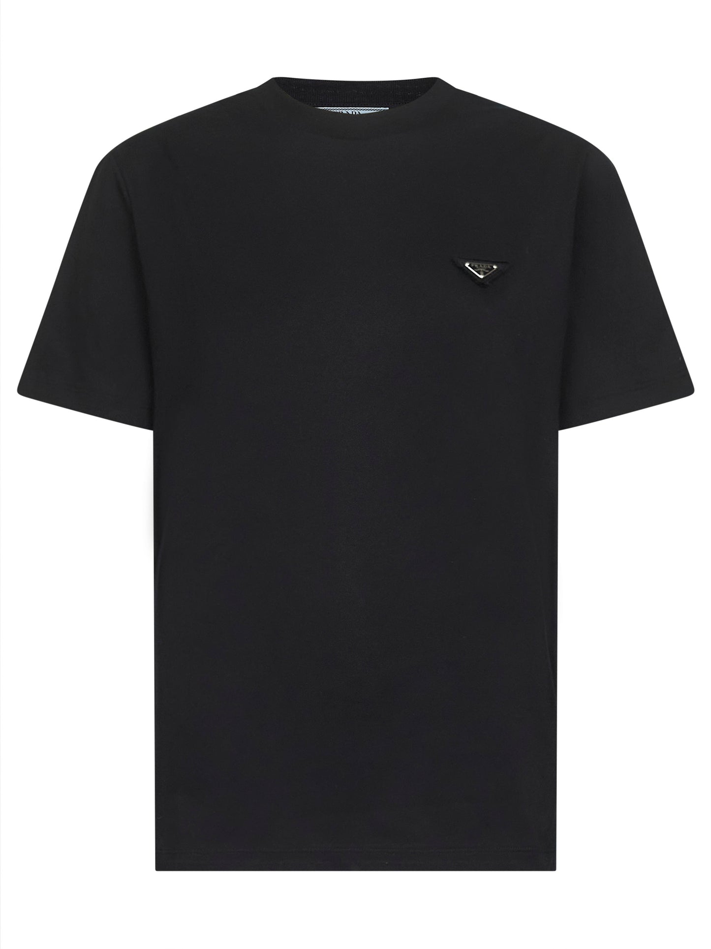 T-shirt in jersey nero con logo