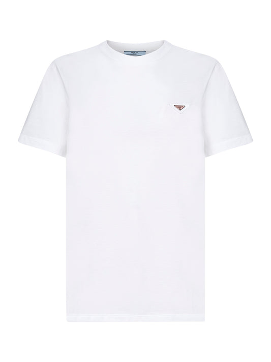 T-shirt in jersey bianco con logo