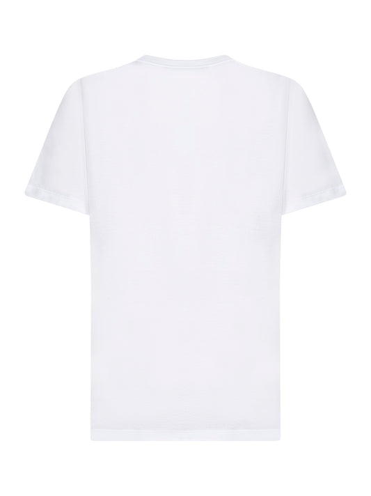 T-shirt in jersey bianco con logo