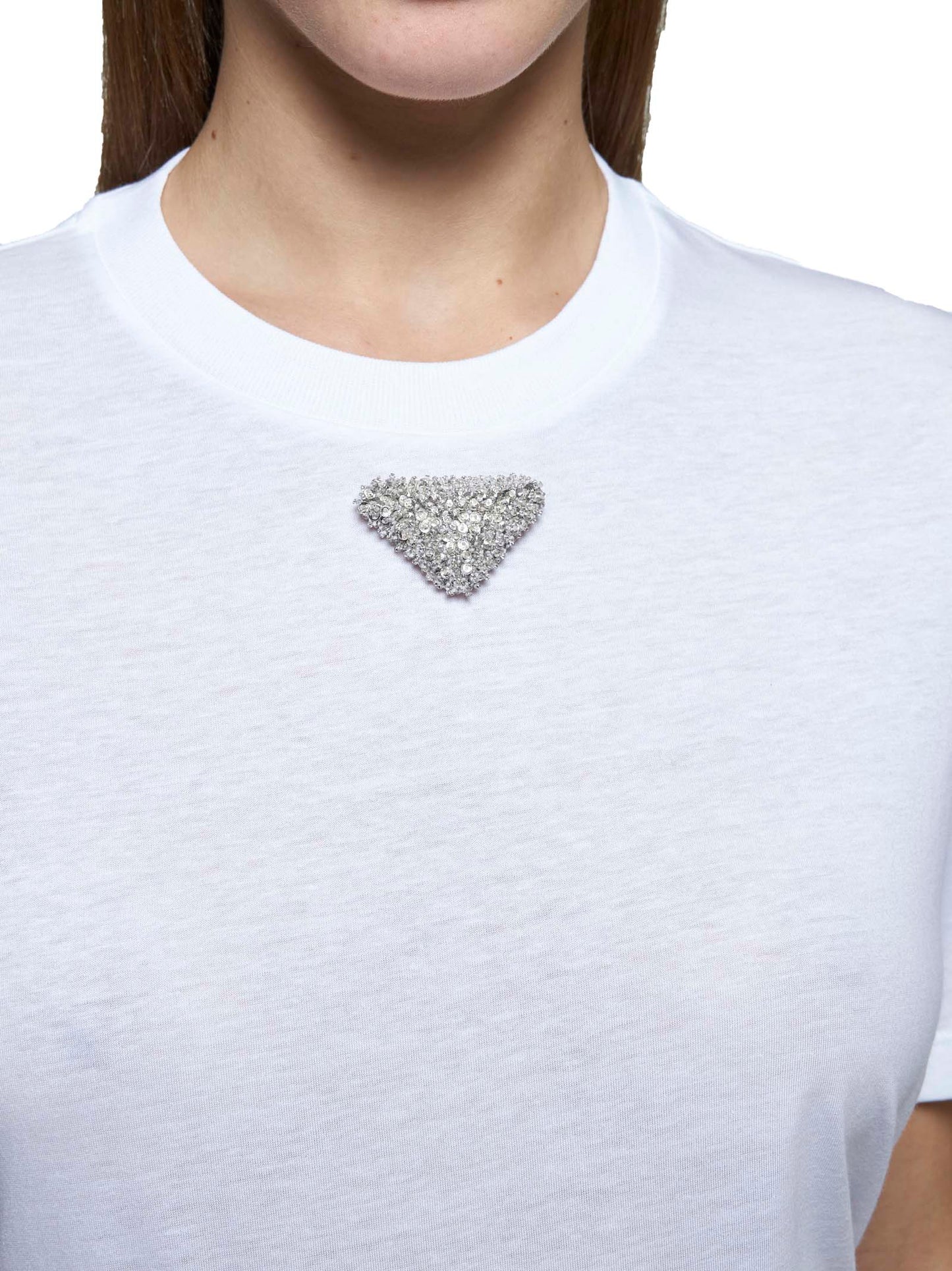T-shirt in cotone con placca in strass