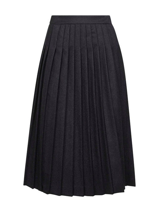 Anthracite flannel pleated midi skirt