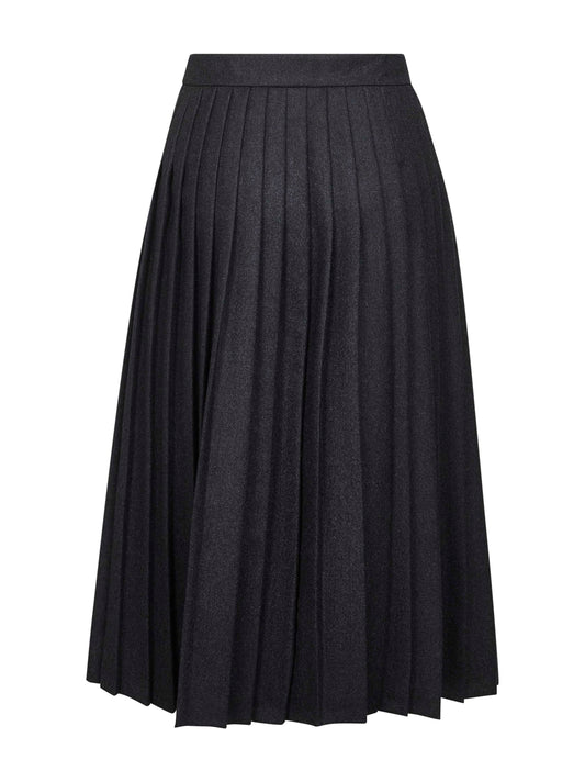 Anthracite flannel pleated midi skirt