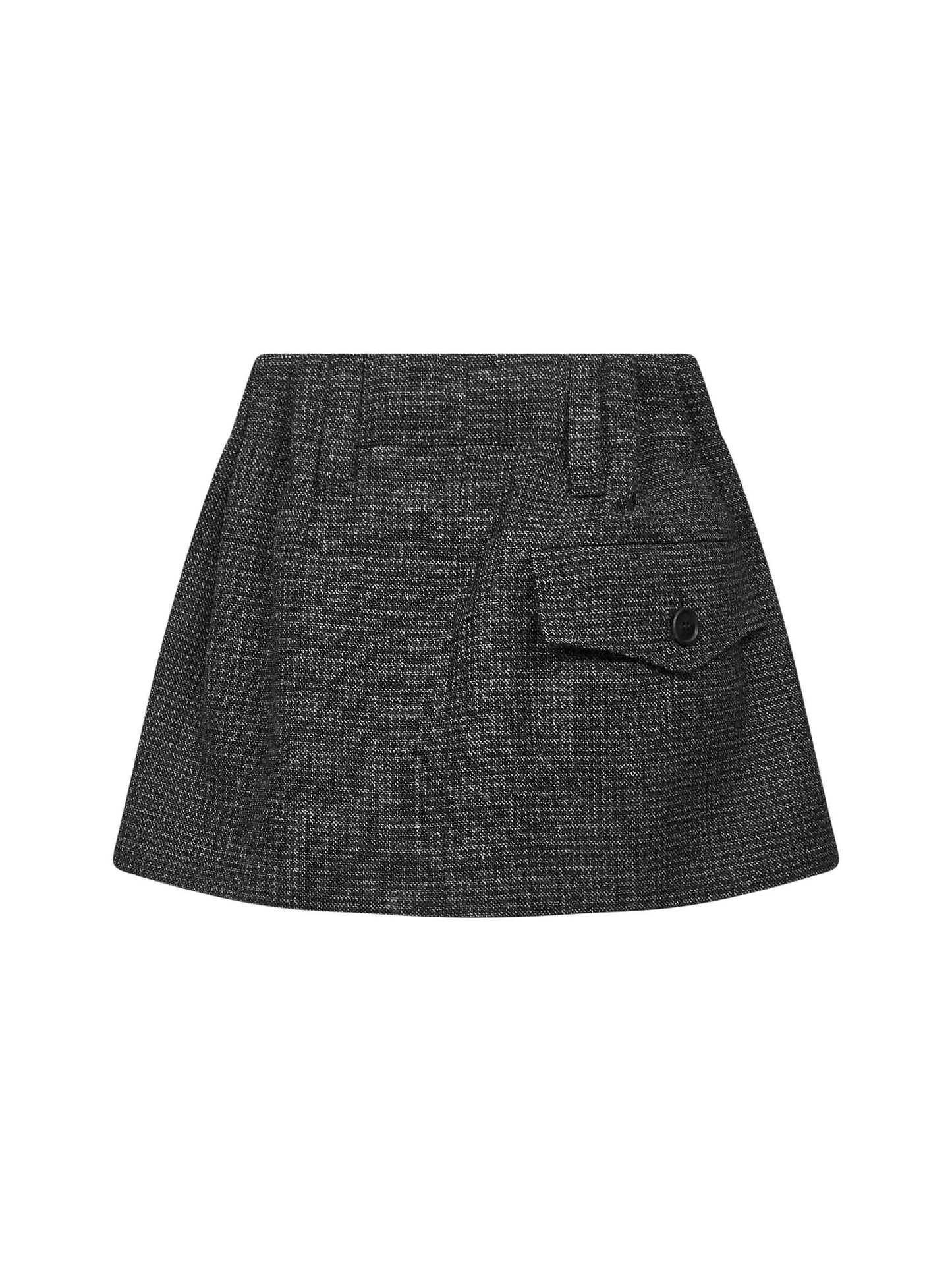 Minigonna in lana mouliné motivo vichy nera
