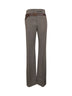 Brown tec wool printed belt trousers