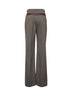 Brown tec wool printed belt trousers