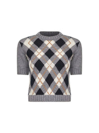 Maglia cropped in cashmere grigio