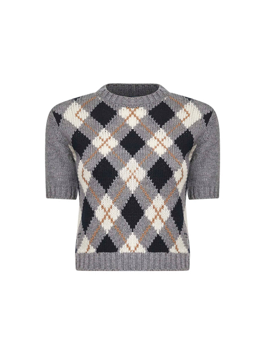 Maglia cropped in cashmere grigio