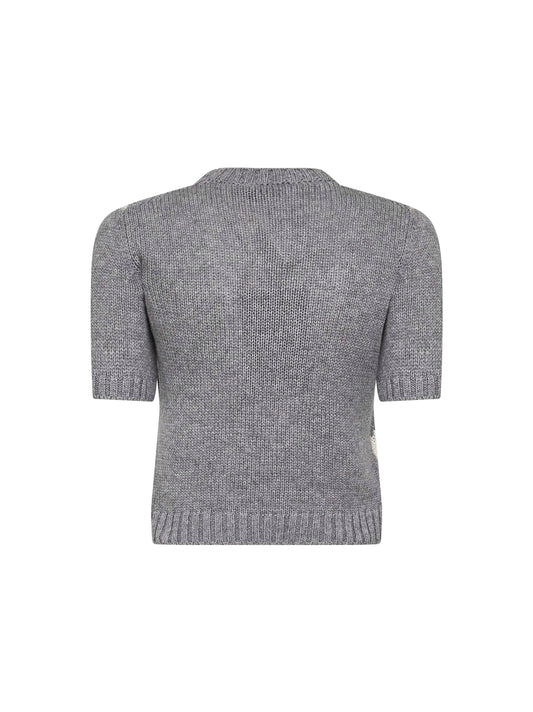 Maglia cropped in cashmere grigio