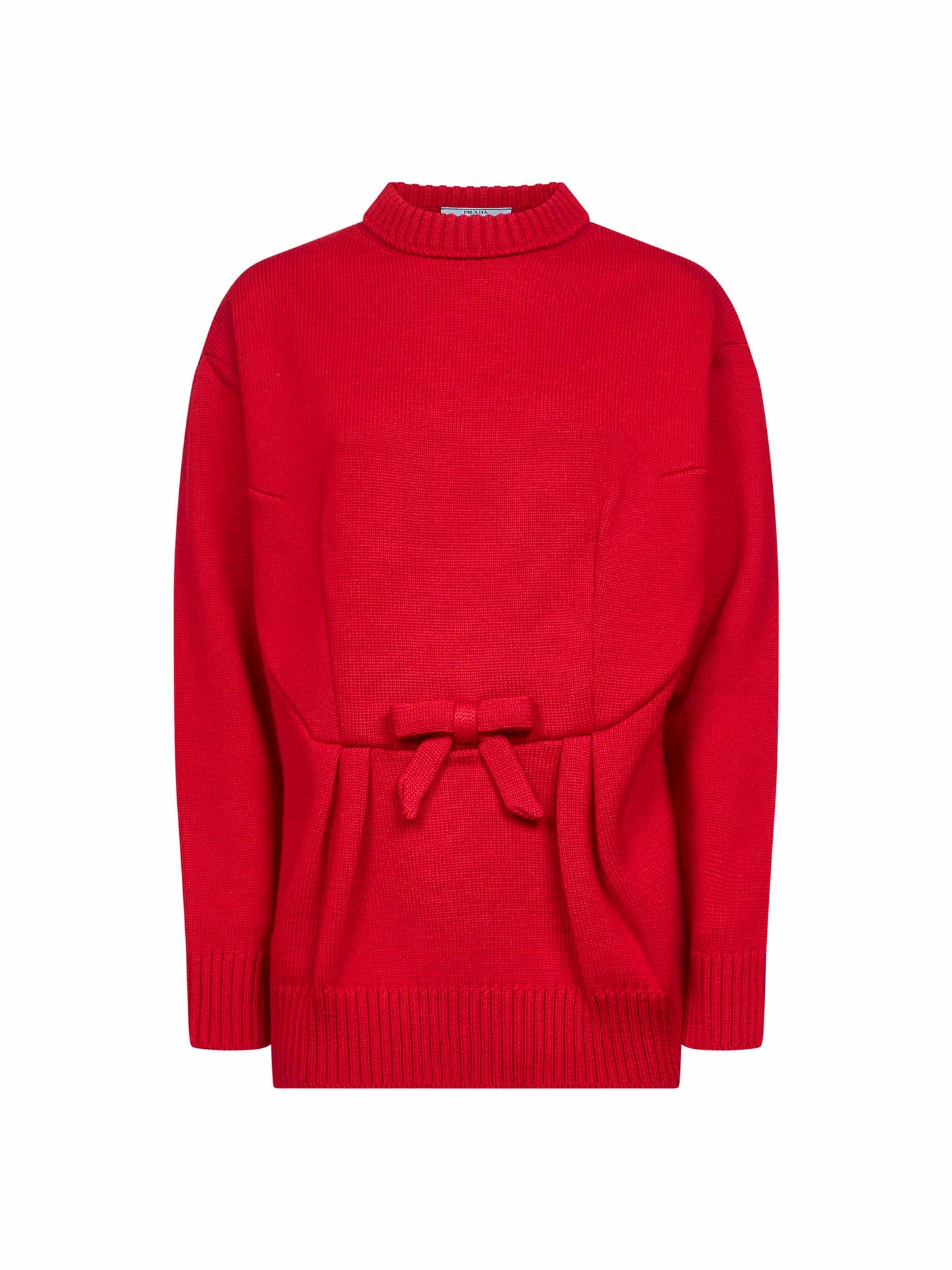 Maglia con fiocco in lana vergine rossa
