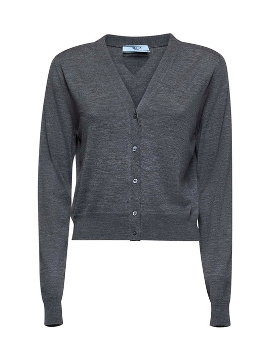 Grey virgin wool cardigan