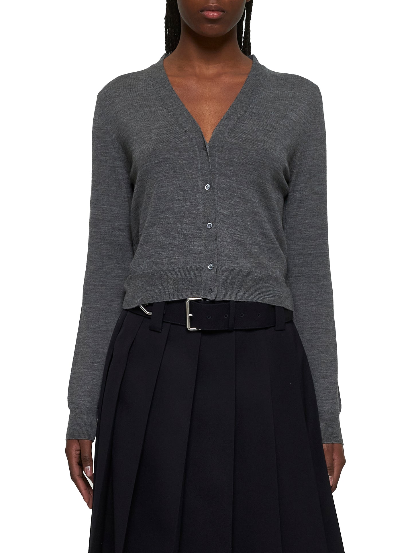 Grey virgin wool cardigan