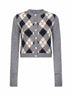 Wool cardigan with argyle pattern