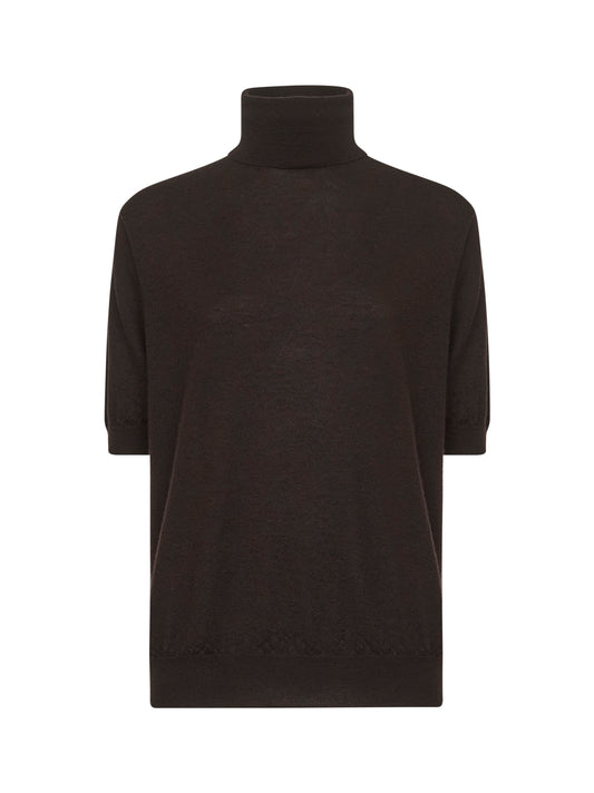 Maglia dolcevita in lana vergine marrone
