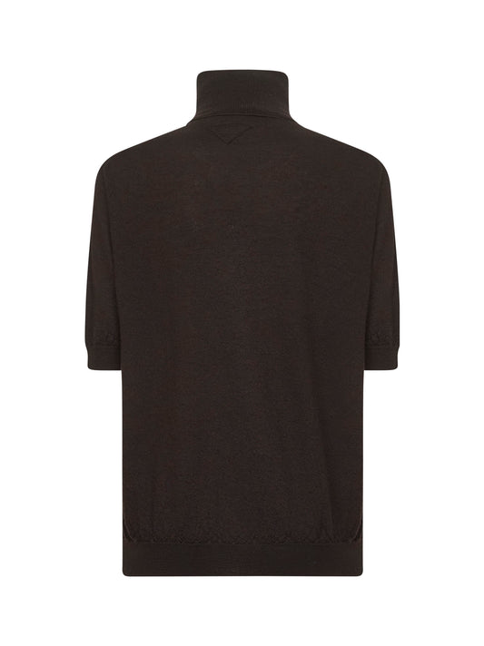 Maglia dolcevita in lana vergine marrone