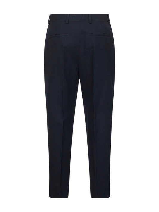 Pantaloni in stuoia di lana vergine blu