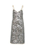 Abito midi in paillettes argento
