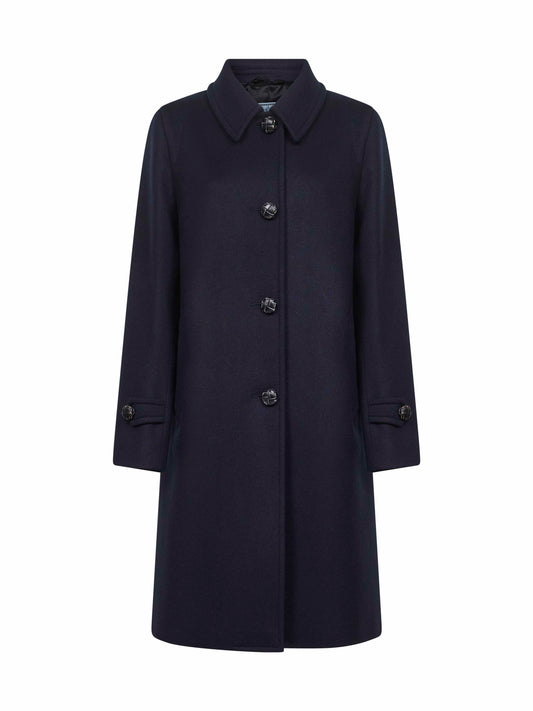 Cappotto monopetto in lana vergine blu