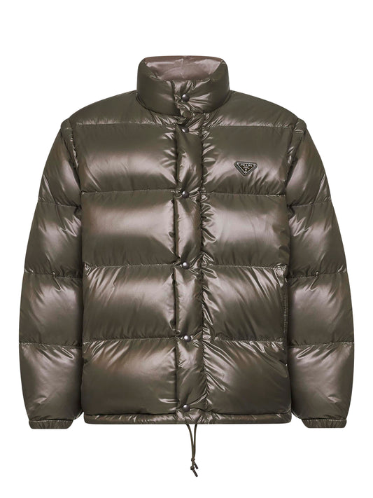 Green Re-Nylon medium down jacket