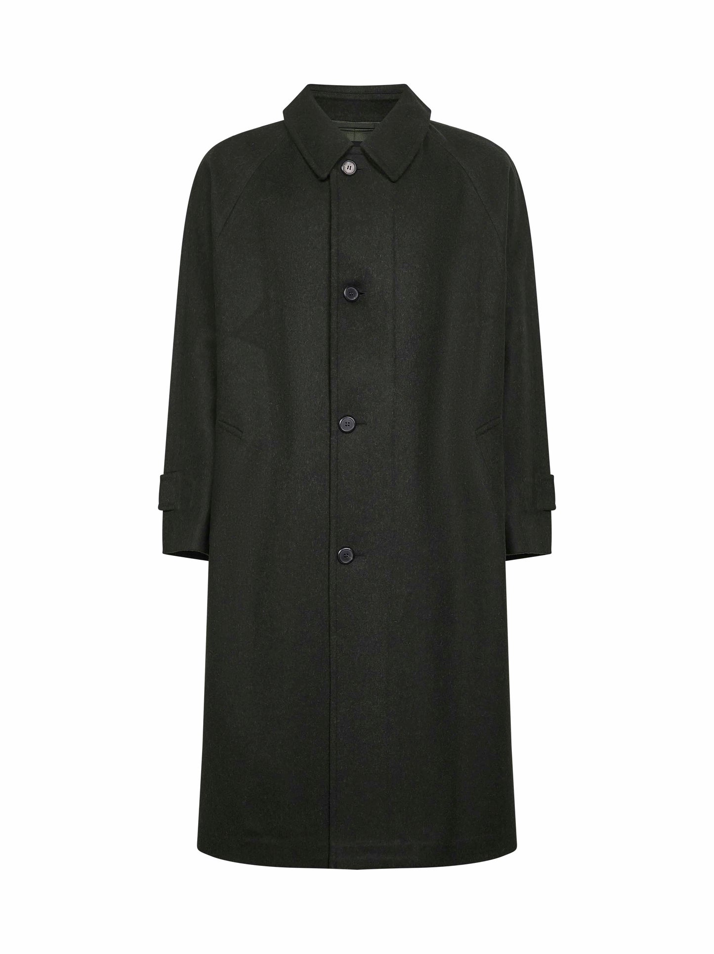 Car coat in lana vergine verde