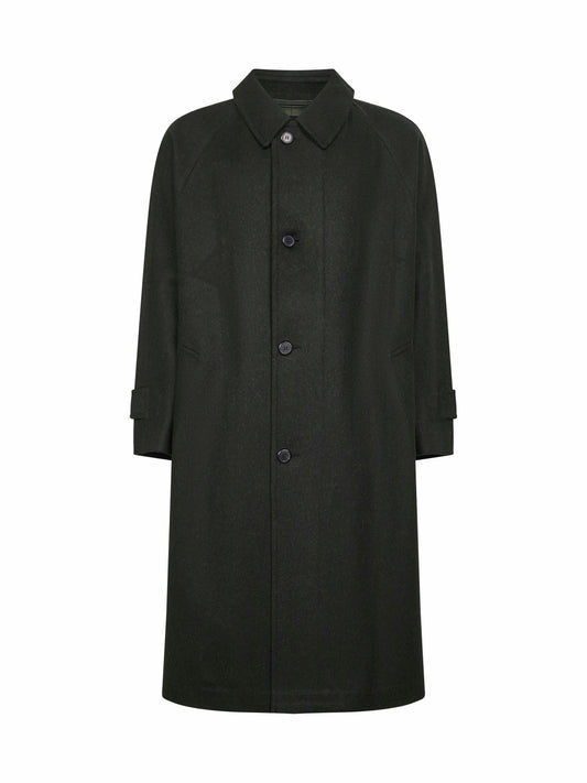 Car coat in lana vergine verde