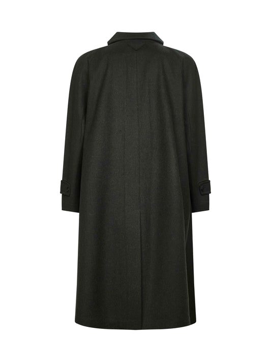 Car coat in lana vergine verde