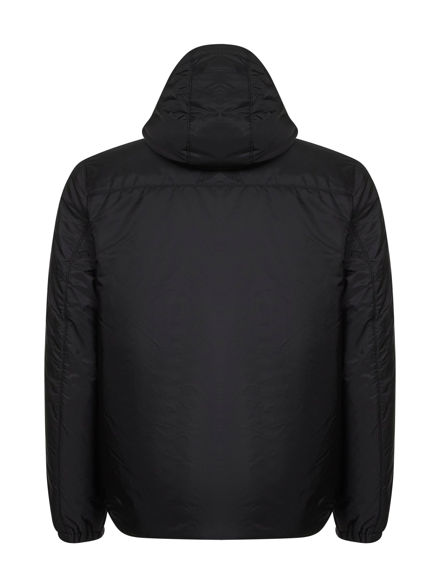 Piumino con cappuccio in Re-Nylon nero