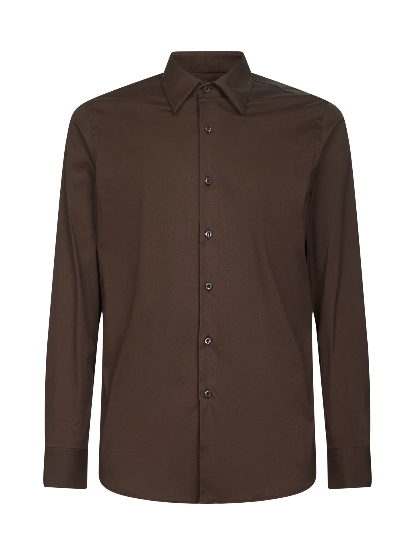 Camicia in cotone stretch marrone