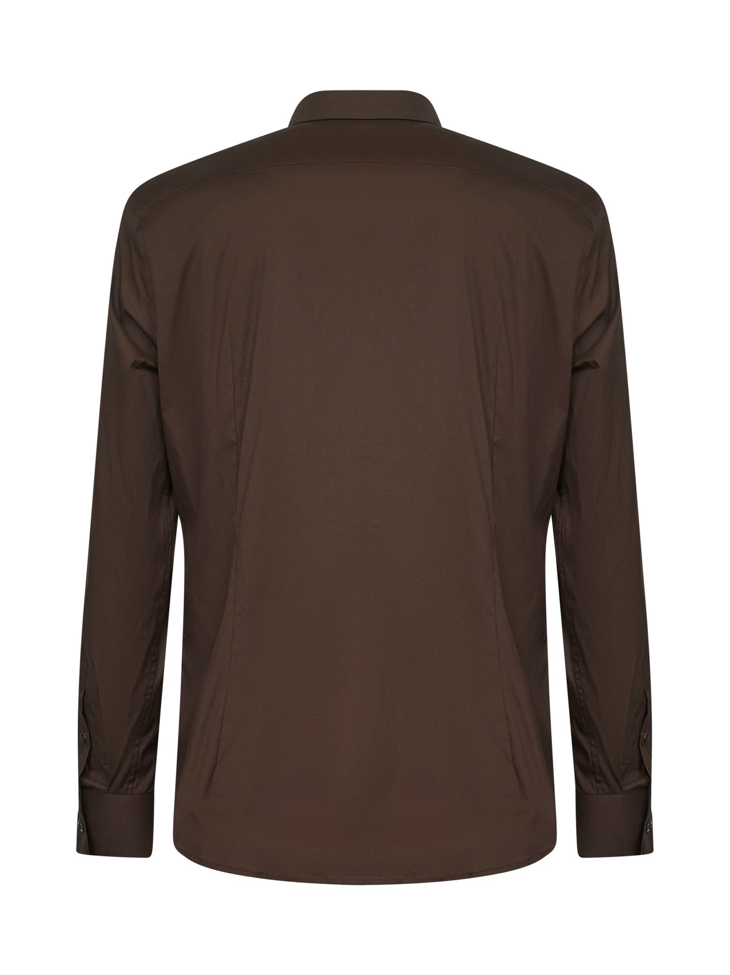Camicia in cotone stretch marrone