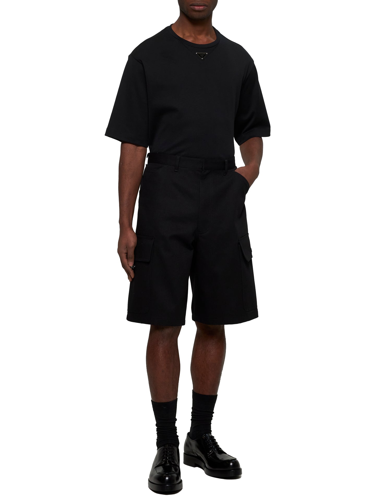T-shirt over con logo in cotone nero